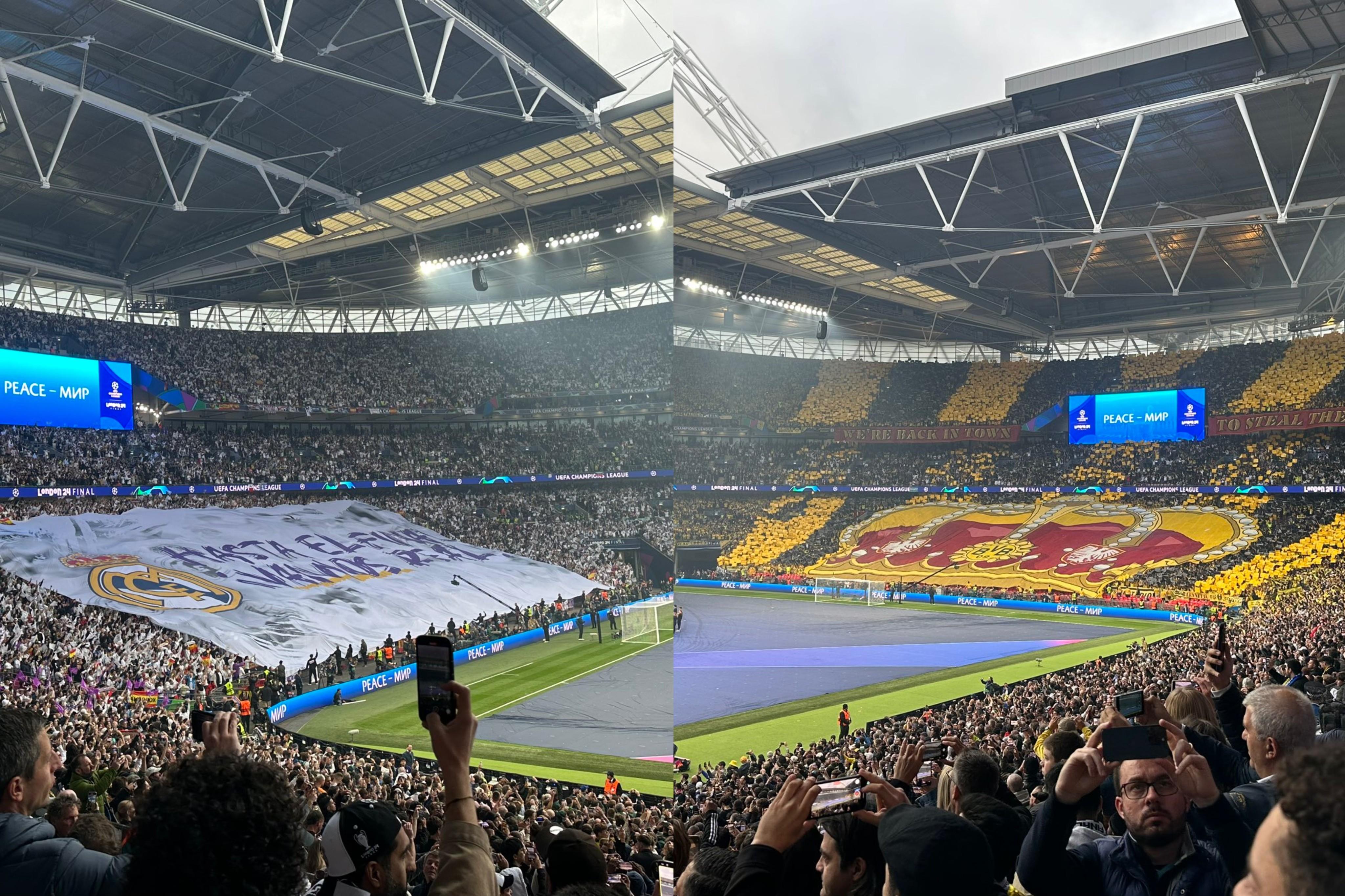 皇马、多特球迷打出巨型TIFO，来为自己的主队加油助威