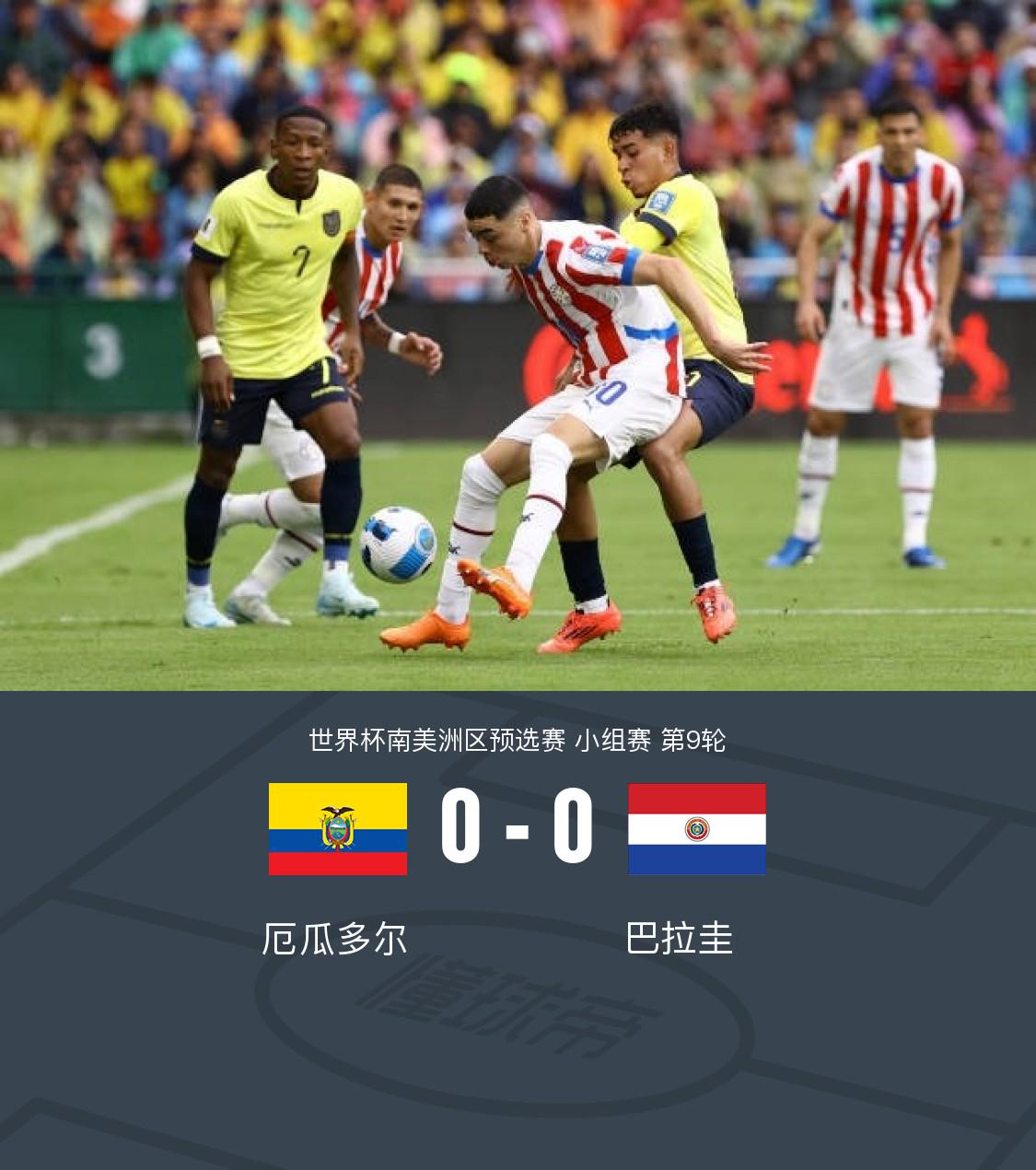 厄瓜多尔0-0巴拉圭，双方互交白卷