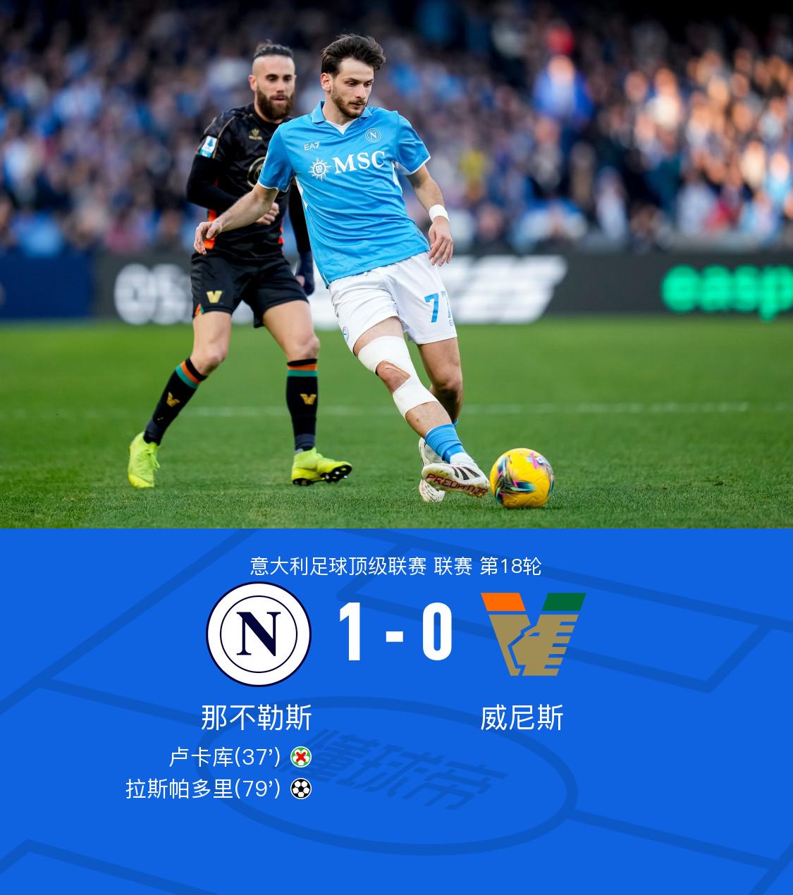 那不勒斯1-0威尼斯，卢卡库失点+中柱，拉斯帕多里替补建功