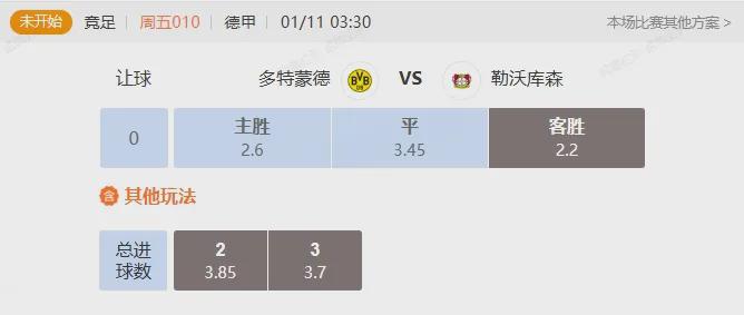德甲联赛结束冬歇期 多特主场能否终结勒沃库森