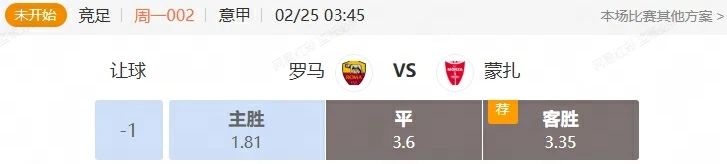 意甲+葡超串关解析 罗马VS蒙扎 波尔图VS吉马良斯