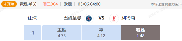 欧冠串关解析 巴黎圣曼VS利物浦 拜仁VS勒沃库森