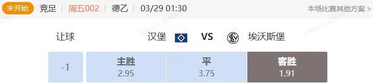 德乙+德甲串关解析 汉堡VS埃沃斯堡+勒沃库森VS