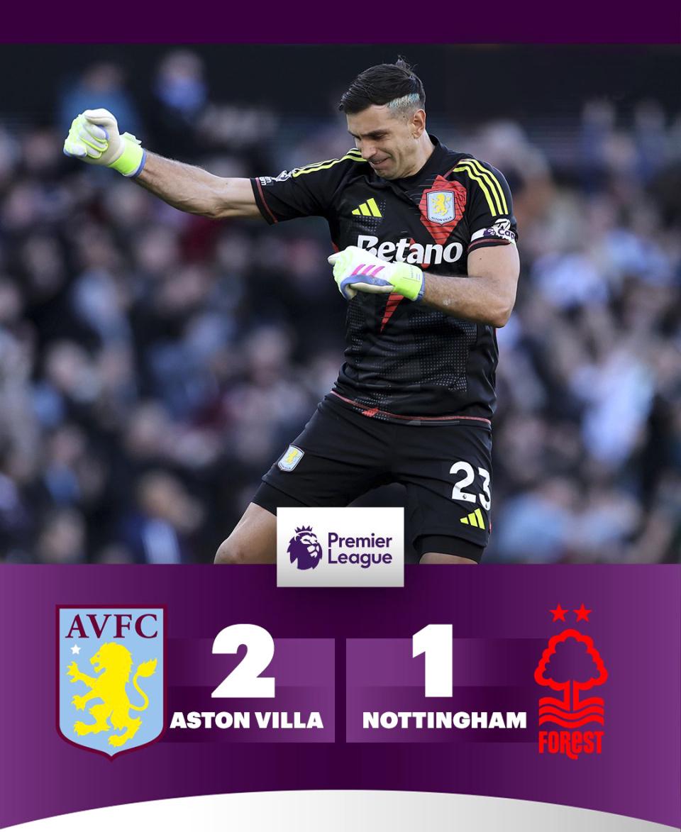 2-1！大马丁又赢啦！掀翻英超第三，8连胜追平曼城，4到7名差2分